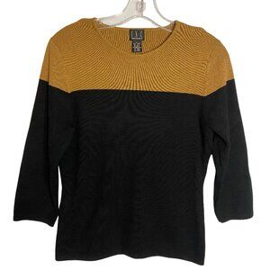 INC 3/4s sleeve top, black and tan, size L